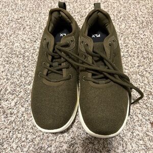 FLX Women's Olive green Wool Lace-Up Sneakers